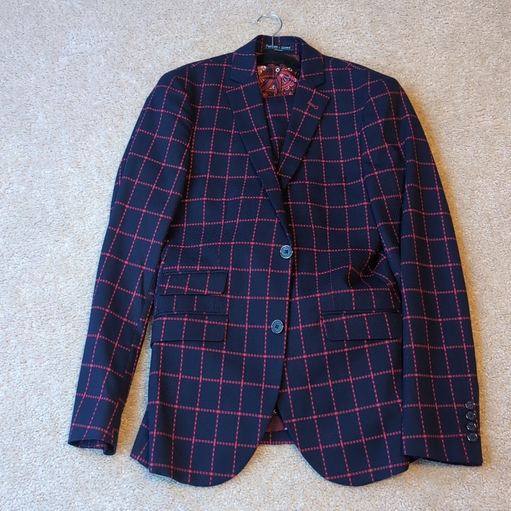 Paisley & Gray Navy Suit with Red Windowpane - Picture 4 of 4